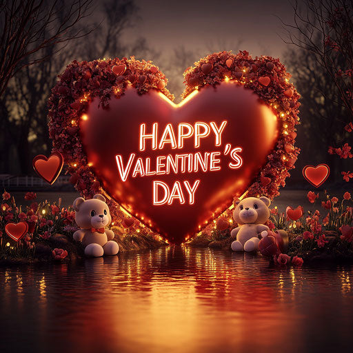 Happy Valentine's Day in a romantic landscape