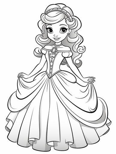 Princess girl cartoonish motifs plush doll art simple light brown white