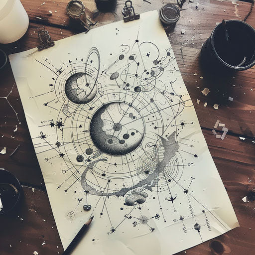 Sketch of celestial Virgo constellation tattoo