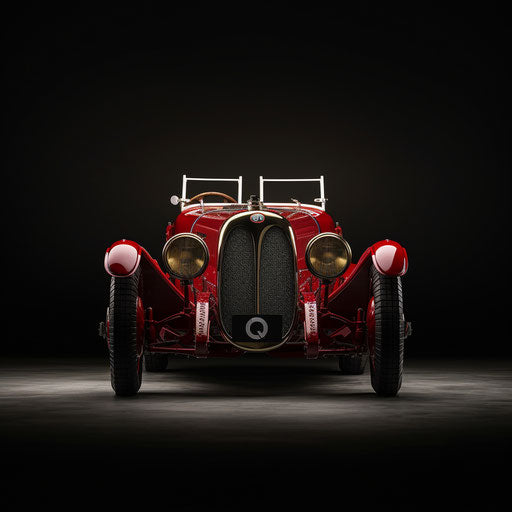 Front view of classic 2 seater Alfa Romeo