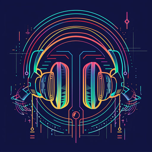 Tech-themed podcast logo with futuristic elements and bold lines