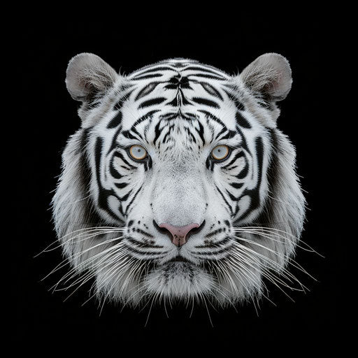 White tiger, front view, symmetrical face, looking at the camera