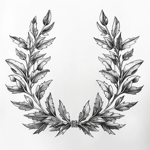 Sketch of a Grecian laurel wreath, symbol of victory, tattoo design