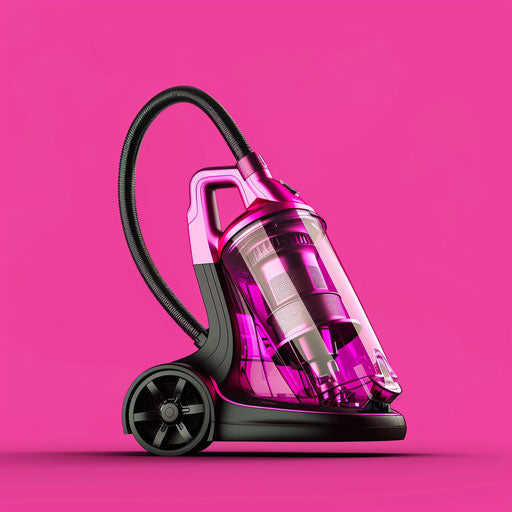 Realistic vacuum clipart on bright magenta background
