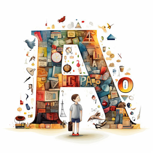 Phonics clipart in the style of Chiaroscuro Art, on a white background