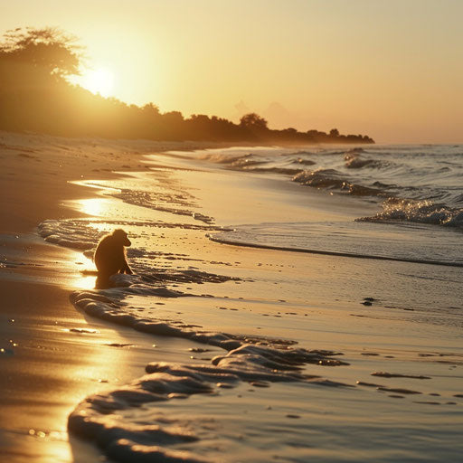 Zanzibar red colobus basking on a secluded beach