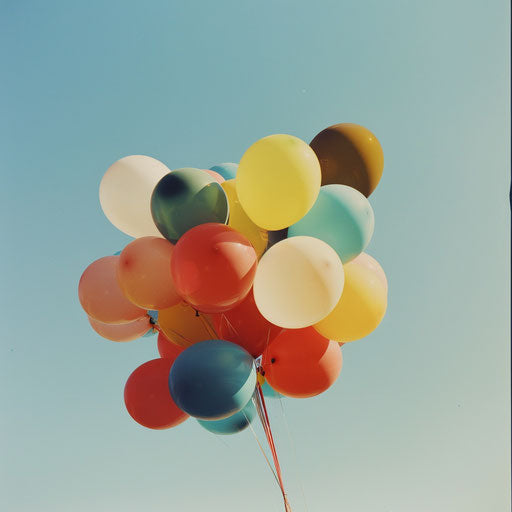 Colorful balloons floating in the clear sky