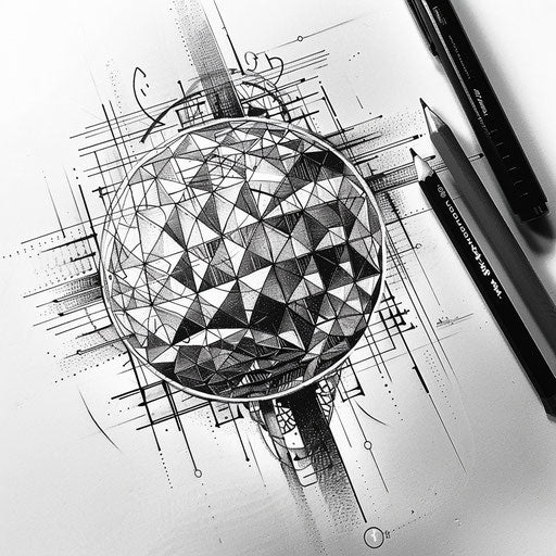 Craft a geometric disco ball tattoo sketch