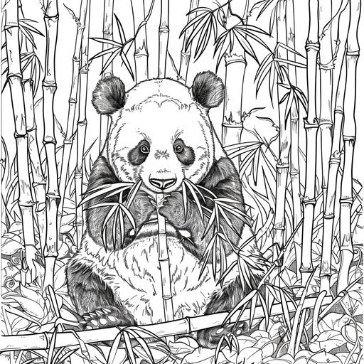 A cute panda munching on bamboo in a lush forest