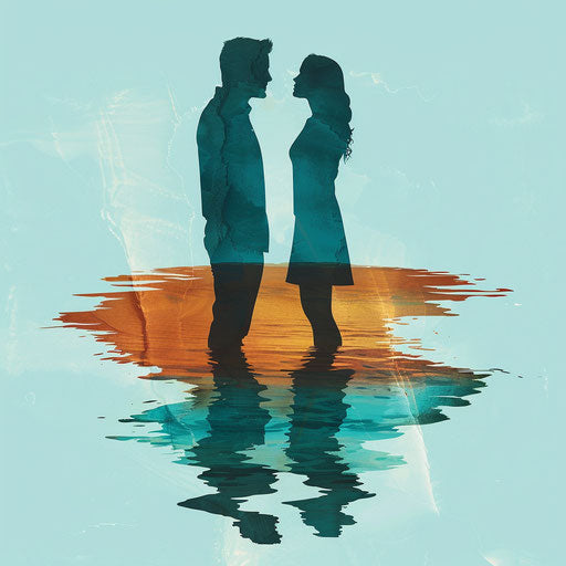 Realistic people silhouette on flat aqua background