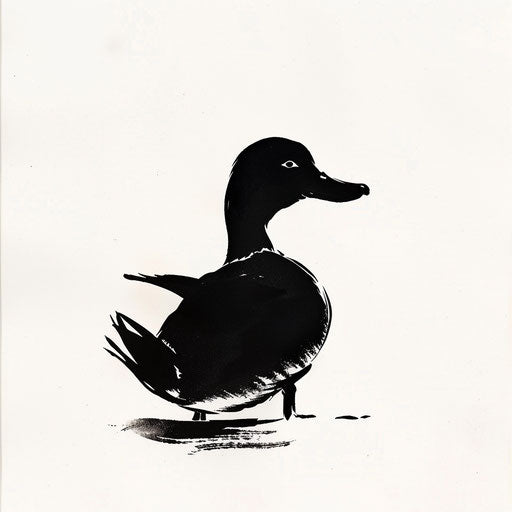 Minimalistic duck silhouette tattoo in black ink