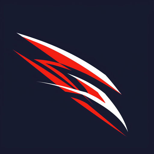 Sports business logo with dynamic lines and bold typography, using red, white, and blue colors