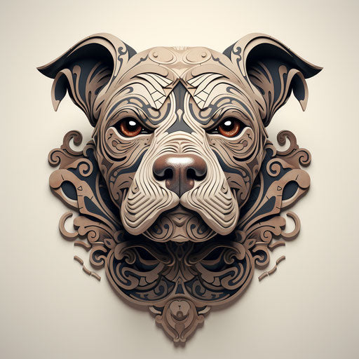 Dog with symmetrical tattoo designs