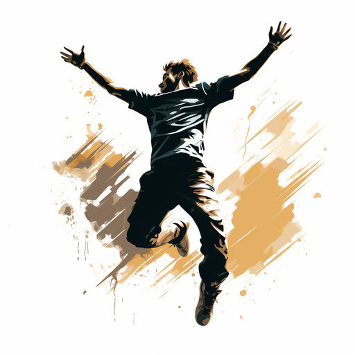 Jumping clipart in the style of Chiaroscuro Art, on white background