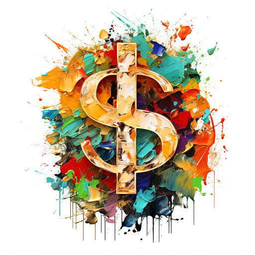 Dollar sign clipart in the style of Impressionistic Art