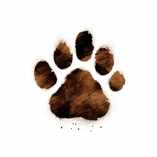 Dog paw print in Chiaroscuro Art style on white background