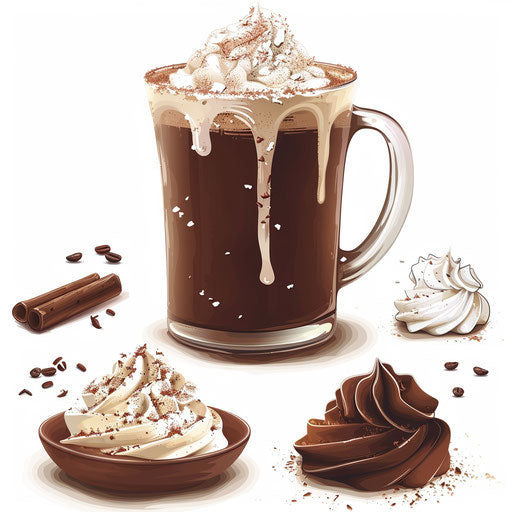 Realistic hot cocoa illustration on white background