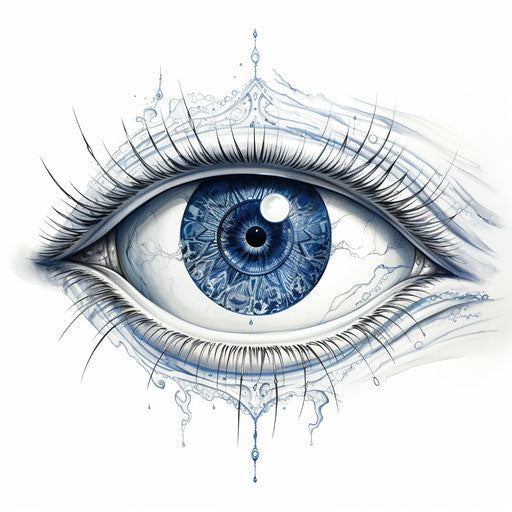 Eye with two shadows in classic tattoo style