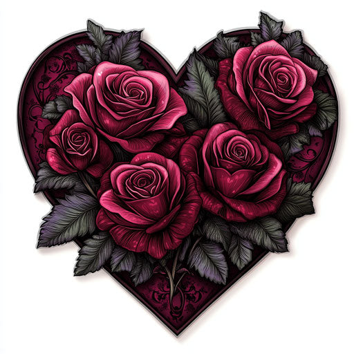 Retro floral romance on white background