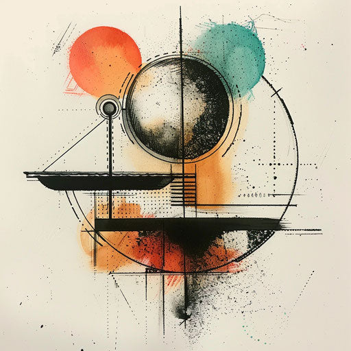 Minimalist flat tattoo sketch of a balancing act