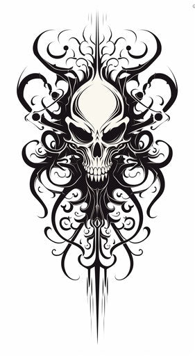 Spider tattoo design in rococo style, on white background