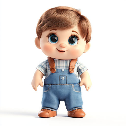 3D Plush Doll in photo realistic style on white background