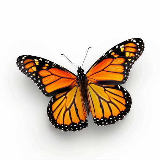 Monarch butterfly clipart with realistic shadows and reflections