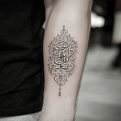 Intricate Calligraphy Tattoo on Forearm