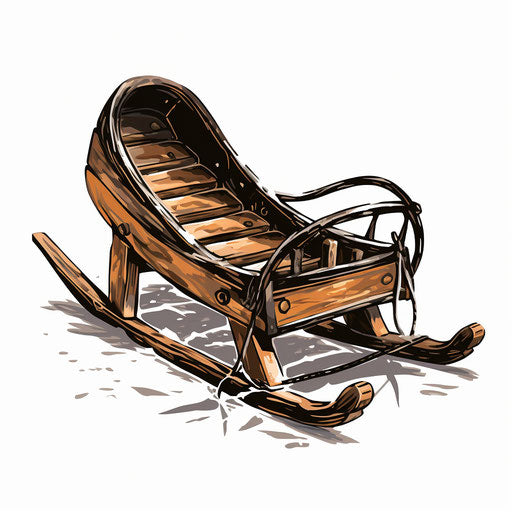 Sled drawing in the style of Chiaroscuro Art, on white background