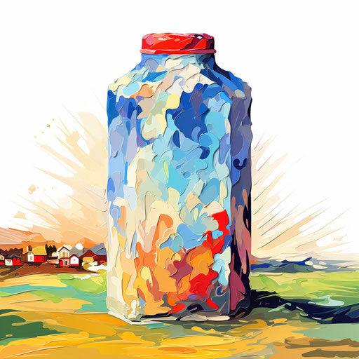 Milk carton clipart in Impressionistic Art style, on white background
