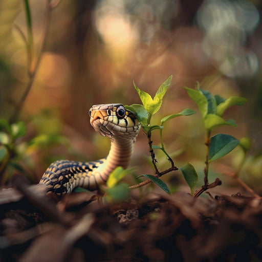Garter snake exploring its surroundings