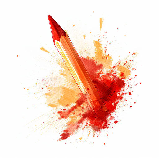 Red crayon in Impressionistic Art style on white