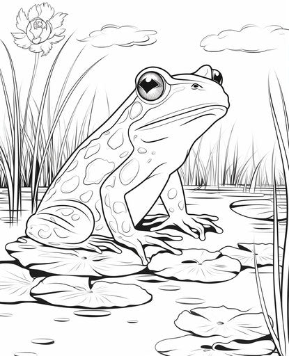 Frog coloring pages in the style of Francis Picabia