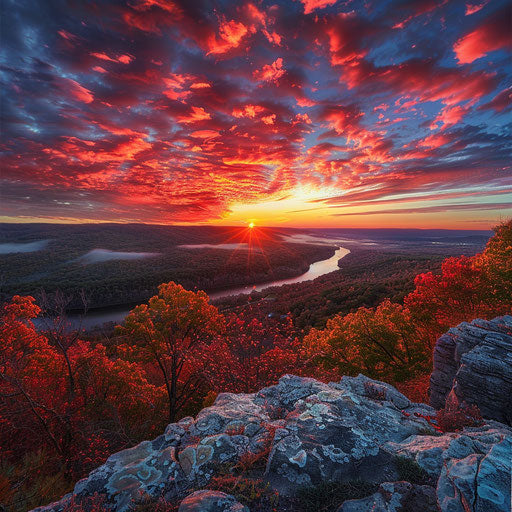 A breathtaking sunrise over the Ozark Mountains