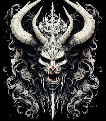 Demon with antlers and triangular horn design