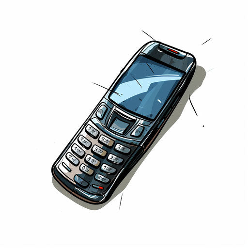 Mobile phone illustration in the style of chiaroscuro art, on white background