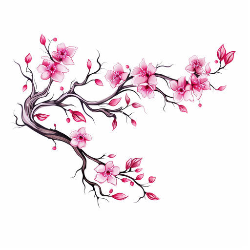 Free cherry blossom branch, traditional Balinese motifs