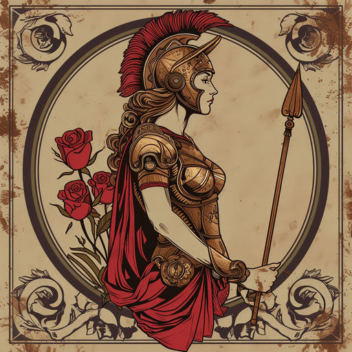 Heroic flat tattoo sketch of Venus as warrior goddess