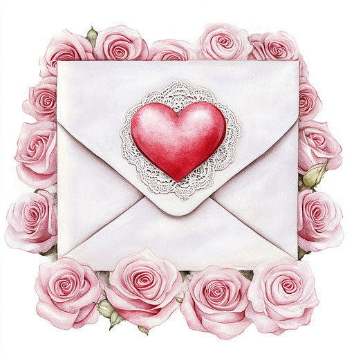 Valentine's Day love letter with lace and roses