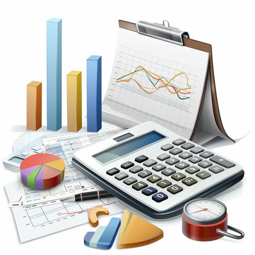 Realistic accounting clipart on flat white background