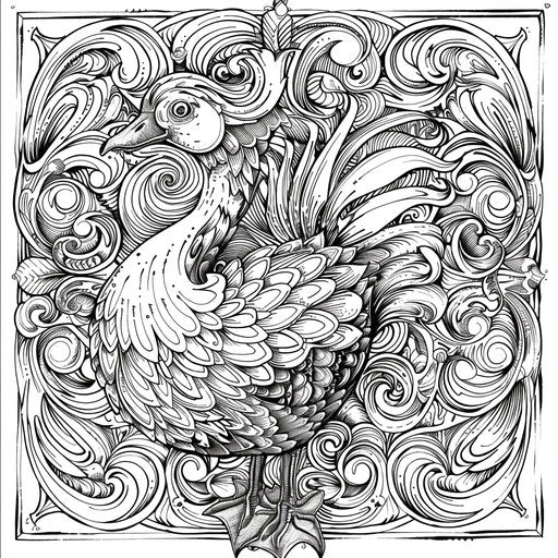Detailed baroque-style duck with intricate swirls