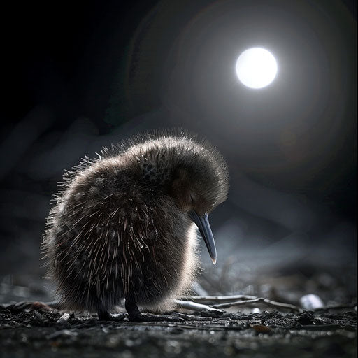 Kiwi bird under serene moonlight