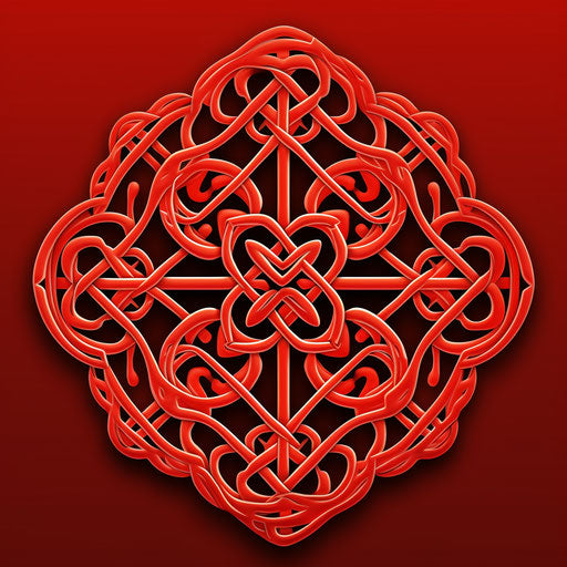 Celtic symbol kimono red square cross, multilayer style
