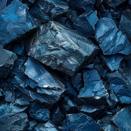 Photo-realistic mining clipart on flat indigo background