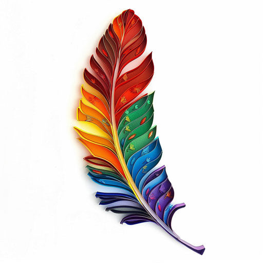 Ornament with Rainbow Feather, Hindu Style, Flat Illustrations