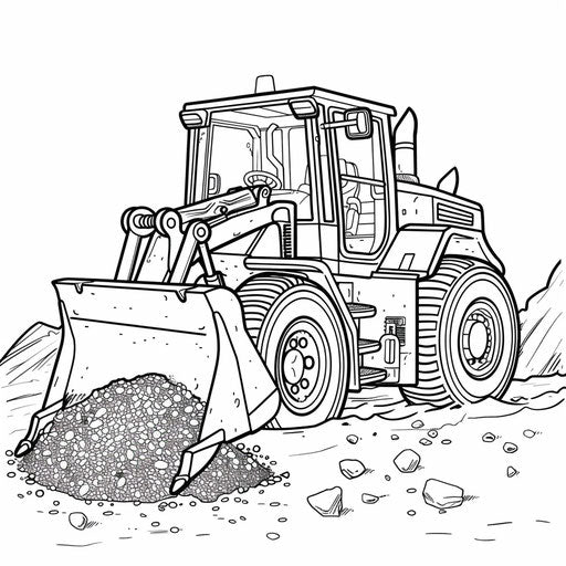 Bulldozer with a scoop full of gravel