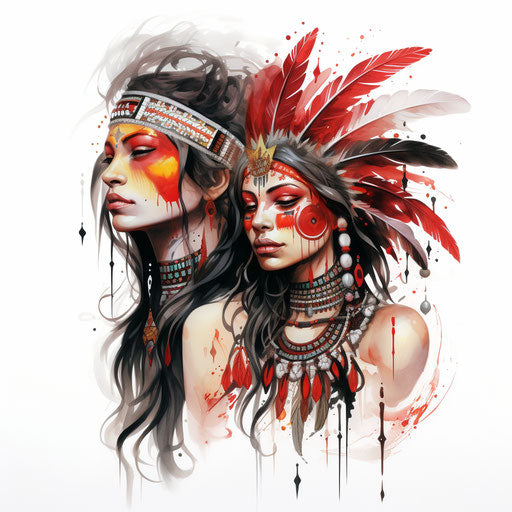 American Indian tattoo designs in dark white red style