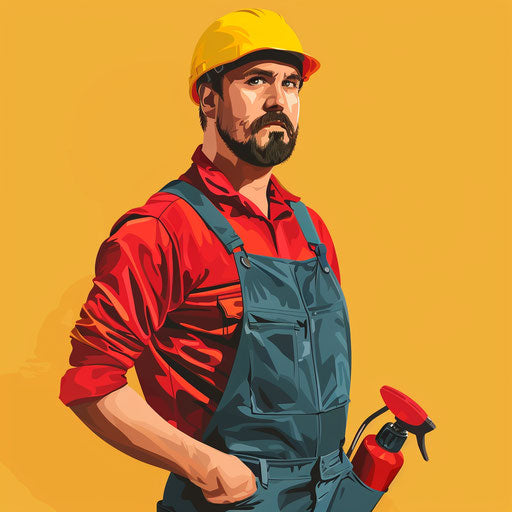 Plumber clipart in realistic style with random background