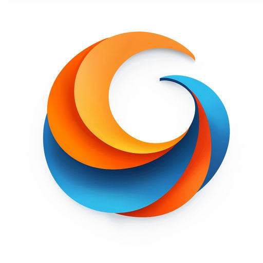 Top logo design with minimalist look and vibrant orange and blue colors, on white background