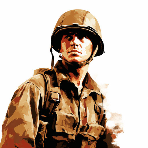 Soldier clipart in the style of Chiaroscuro Art, on a white background